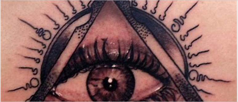Illuminati eye neck tattoo